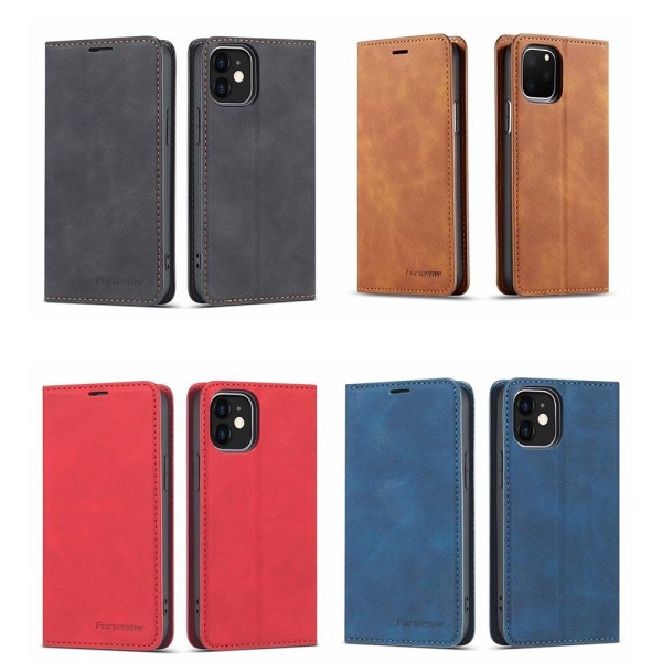 Tyylikäs Smooth Wallet Case - iPhone 12 Röd