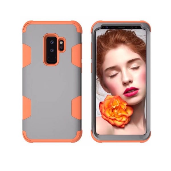 Samsung Galaxy S9+ - Stilfuldt og beskyttende cover (LEMAN) Grå/Orange