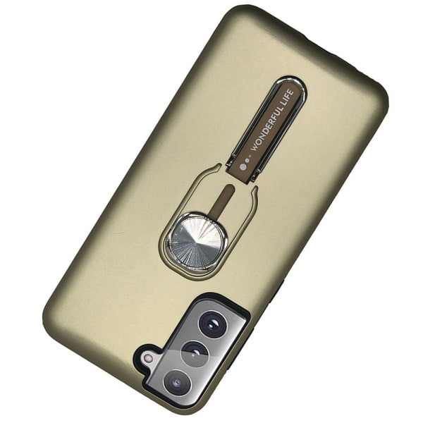Praktisk beskyttelsescover med stativ - Samsung Galaxy S21 Plus Guld