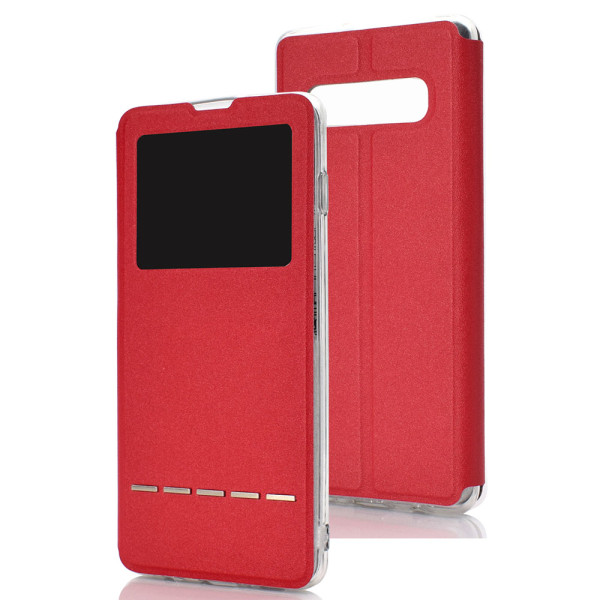 Samsung Galaxy S10 - Stilsäkert Fodral med Svarsfunktion Röd