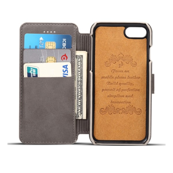 SUTENI - Läderfodral med Plånbok till iPhone 6/6S Svart