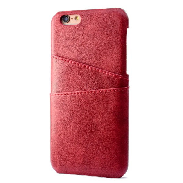 iPhone 6/6S cover med kortholder i retro design Röd