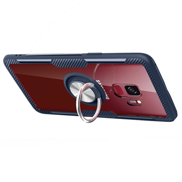 Praktiskt Hybridskal med Ringhållare - Samsung Galaxy S9 Plus Röd/Silver