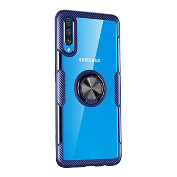 Käytännöllinen kansi sormustelineellä - Samsung Galaxy A50 Blå