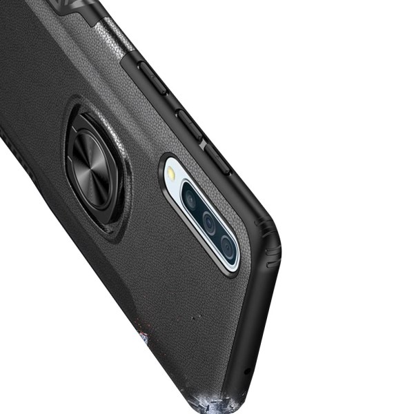 Iskuja vaimentava suojus sormustelineellä LEMAN - Samsung Galaxy A50 Röd