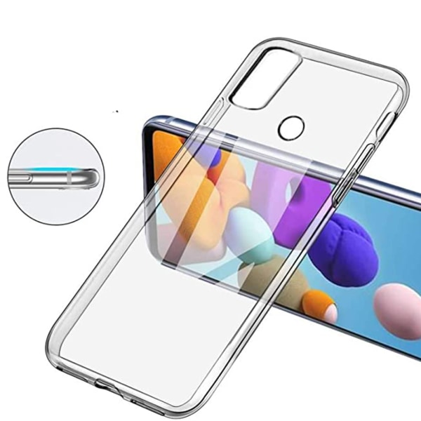 Samsung Galaxy A21S - Iskuja vaimentava silikonikuori Transparent/Genomskinlig
