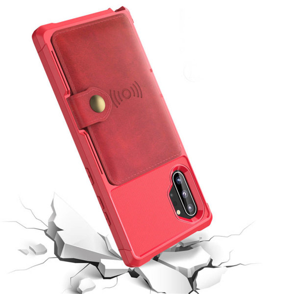 Samsung Galaxy Note10 Plus - Exklusivt Skal med Kortfack Röd