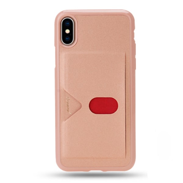 iPhone XR - Stilfuldt robust cover med kortrum Roséguld