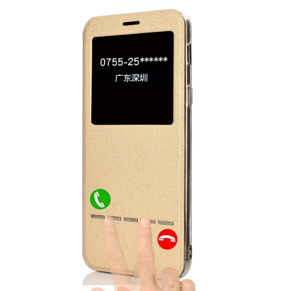 Hi-Q Smart -kotelo Answer-toiminnolla Samsung Galaxy A6 Plus -puhelimelle Röd