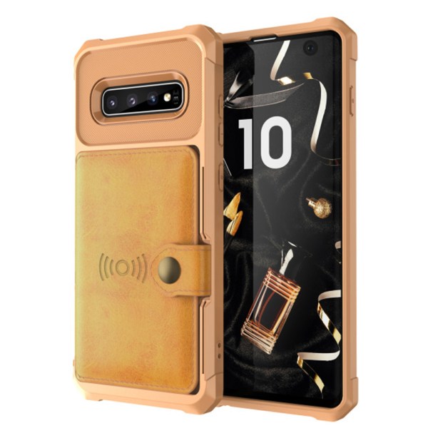 Glat slidbestandigt cover med kortrum - Samsung Galaxy S10 Brun