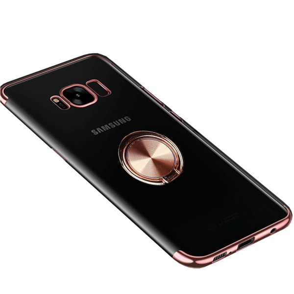 Kraftfullt Floveme Silikonskal Ringhållare - Samsung Galaxy S8 Roséguld