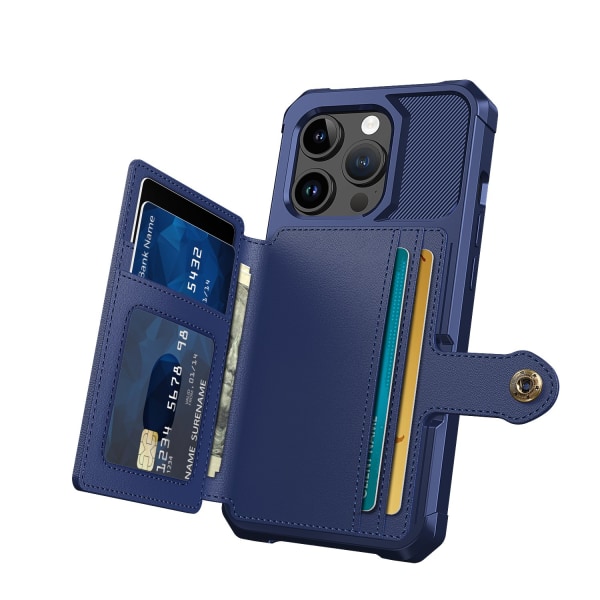 Elegantti lompakkokotelo ylellisestä PU-nahasta iPhone 15 Prolle Marine blue