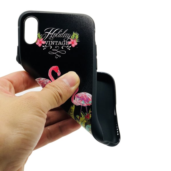 Skal i Retrodesign (Black Flamingo) till iPhone X/XS