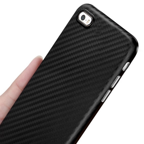 iPhone 5/5S/5SE - Stilig støtsikkert karbonskal Svart