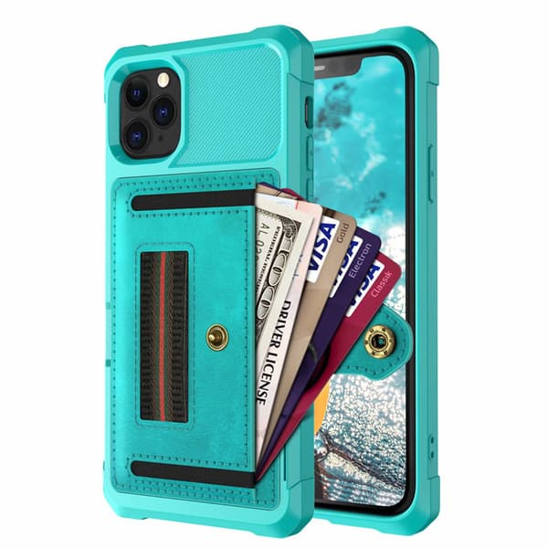 Stöttåligt Skal med Korthållare - iPhone 11 Pro Blå