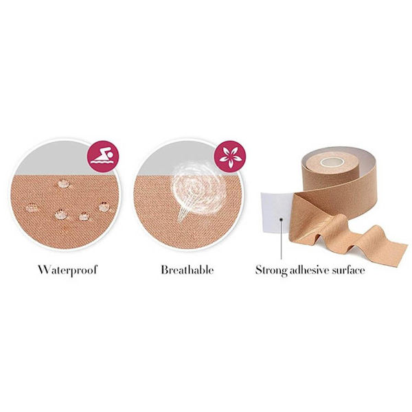 Fleksibel Elastisk Selvklebende BH Bryst Teip Beige 6.5CM BREDD