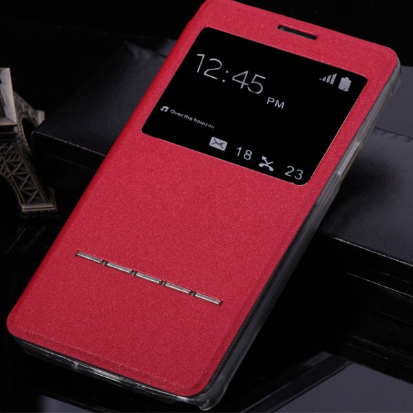 iPhone 5/S/SE Smart deksel med vindu og svarfunksjon, RØD Röd