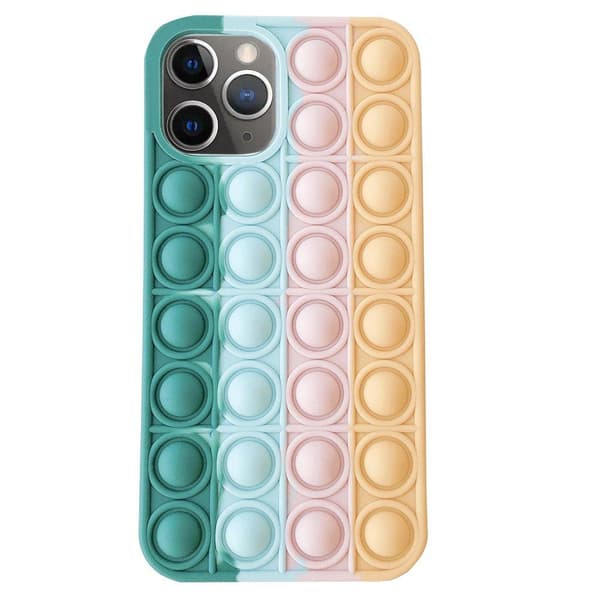 Skyddande Fidget Pop It Silikonskal - iPhone 12 Pro Rosa-Gul-Blå-Lila