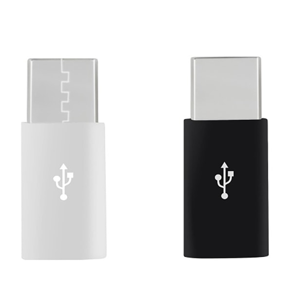 Micro-USB till USB-C  Adapter 2in1 Laddning + Dataöverföring Vit