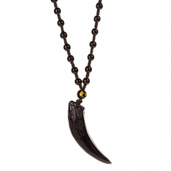 Stilsäkert Natur Obsidian Vargtand Charm Halsband Ice Obsidian
