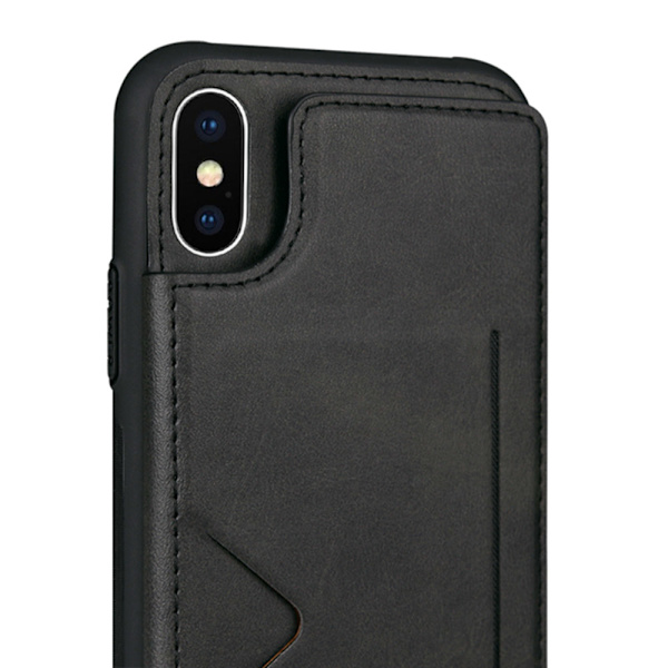Skyddande Stilsäkert Skal med Korthållare - iPhone X/XS Brun
