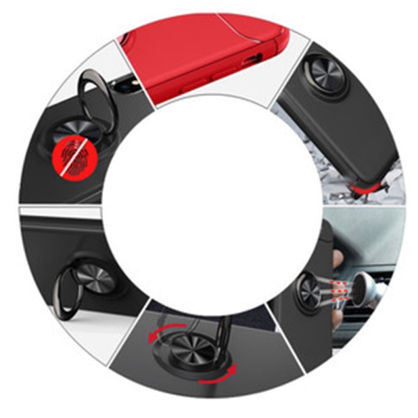Robust Skyddsskal med Ringhållare till iPhone SE 2020 Röd/Röd