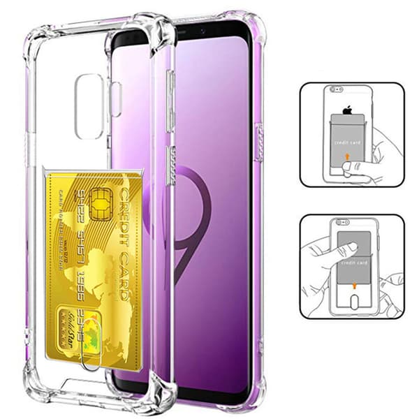 Støtsikkert deksel med kortholder - Samsung Galaxy S9 Transparent