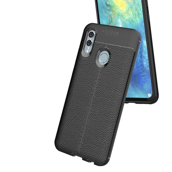 Stilsäkert Litchi-Läder Design Skal - Huawei P Smart 2019 Grå