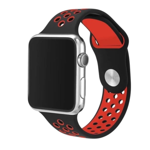 Apple Watch 42mm - ROYBENin hiljainen silikonirannekoru Svart/Röd M