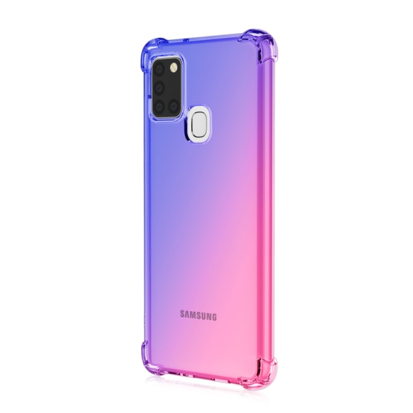 Stødabsorberende silikonecover (FLOVEME) - Samsung Galaxy A21S Blå/Rosa
