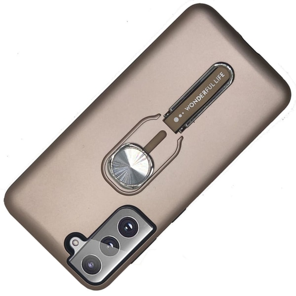 Praktisk beskyttelsescover med stativ - Samsung Galaxy S21 Plus Guld