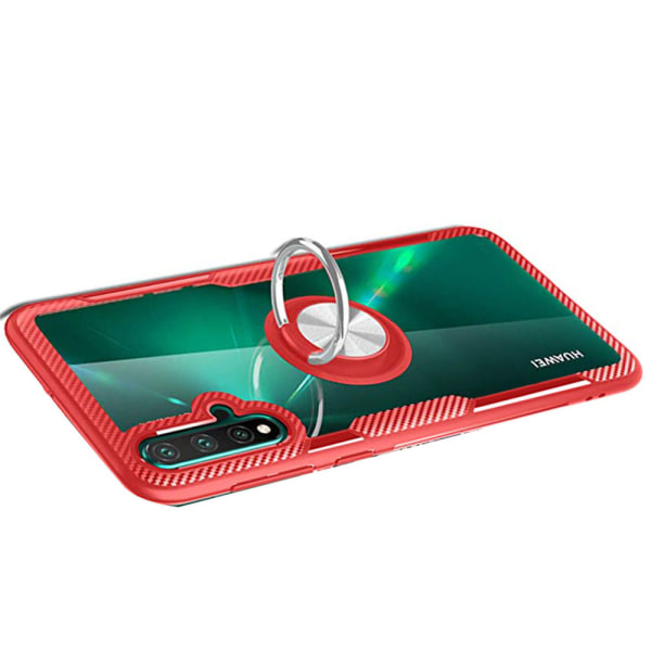 Glat Leman etui med ringholder - Huawei Nova 5T Röd