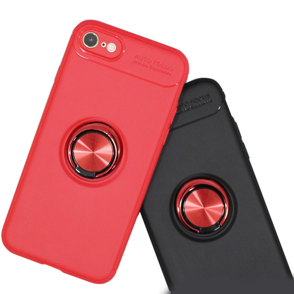 iPhone 7 - Stilfuldt cover med ringholder (AUTO FOCUS) Röd/Röd