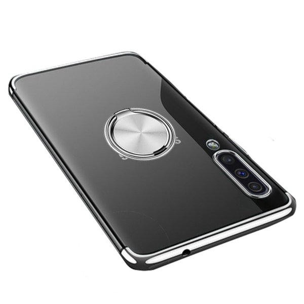Samsung Galaxy A70 - Exklusivt Silikonskal med Ringh�llare Silver