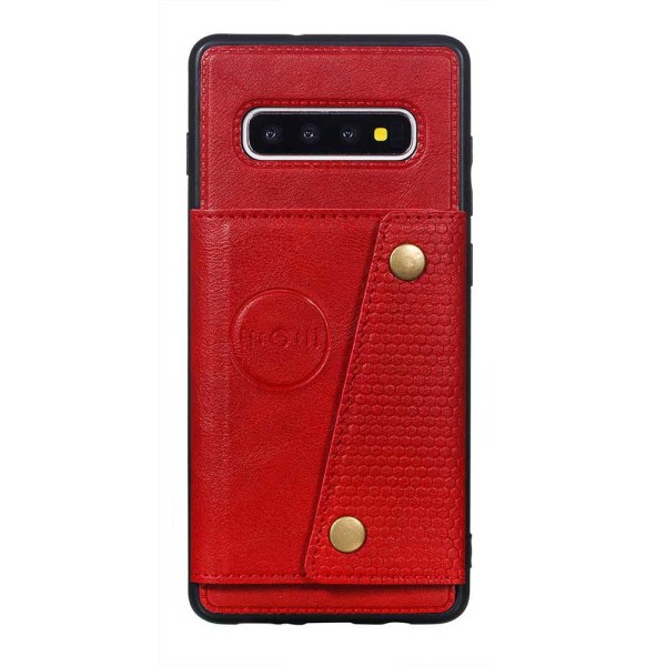 Glat cover med kortholder - Samsung Galaxy S10+ Röd
