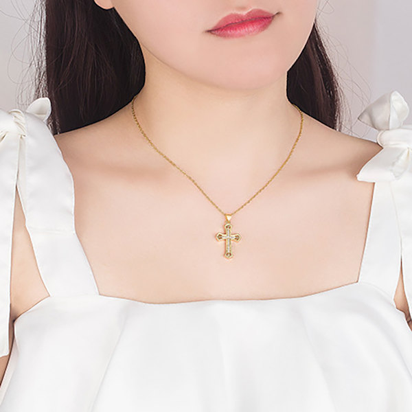 Elegant Kors Halsband Guld