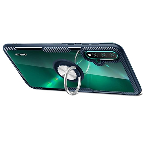 Huawei Nova 5T - Professionellt Skal med Ringhållare Marinblå/Silver