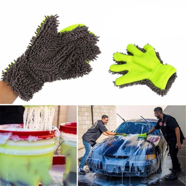 Praktisk mikrofiber rengøringshandske til køretøjer ONE SIZE Grön
