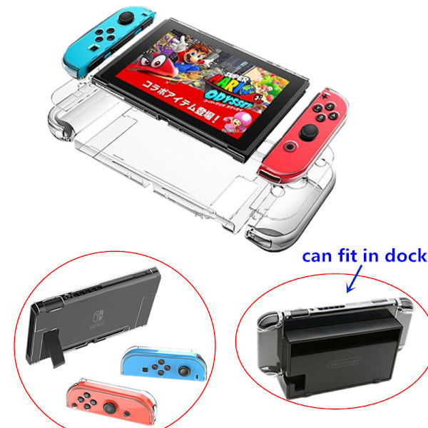 Stötdämpande Heltäckande Nintendo Switch TPU-Skal Genomskinlig