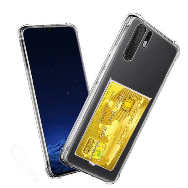 Huawei P30 Pro - Glat cover med kortholder Transparent/Genomskinlig