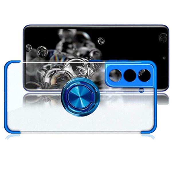 Elegant silikondeksel med ringholder - Samsung Galaxy S21 Plus Blå