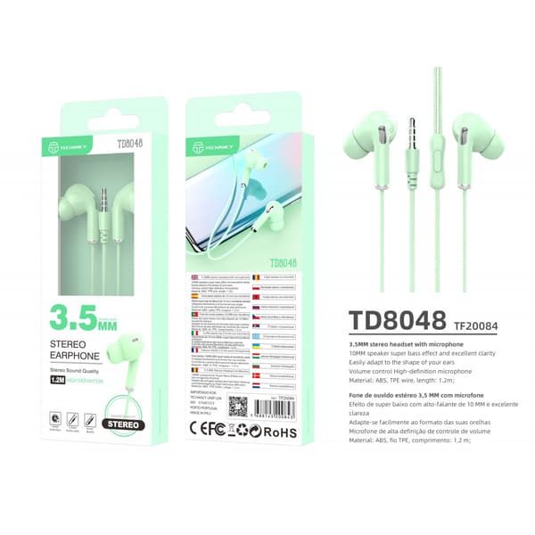 Upptäck Earphones Macaron 3rd Generation från Techansy Blå