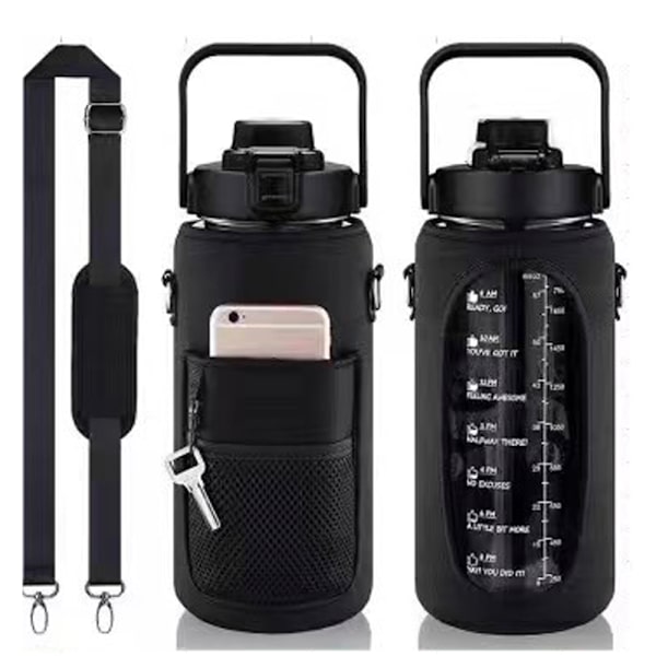 Hälsosam Hydration: Upptäck Vår 2L Vattenflaska med Isolerad Sleeve Svart
