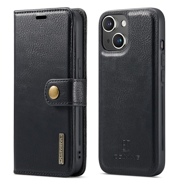 iPhone 14 - Retro Läderfodral med Magnetisk Design Blå