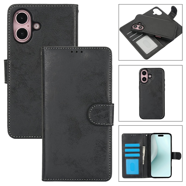 Elegant skydd och praktisk förvaring - Plånboksfodral för iPhone 16 Plus Rosa