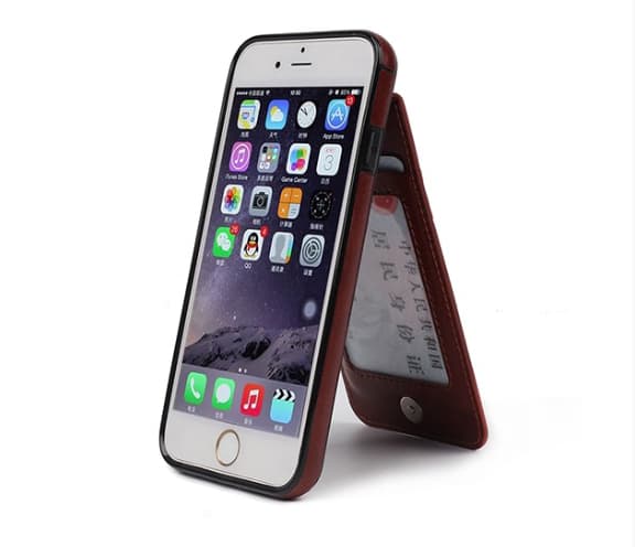 iPhone 6/6S Elegant Läderskal med plånbok/Kortfack Vit