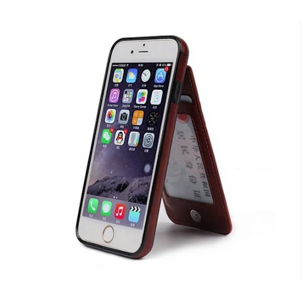 iPhone 6/6S Elegant L�derskal med pl�nbok/Kortfack Vit