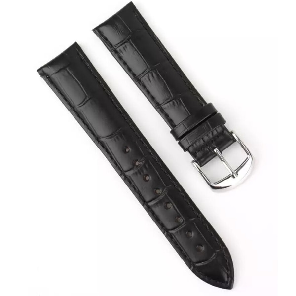 Bekvämt Klockarmband (Läder) i Klassiskt utförande Svart/Guld 22mm