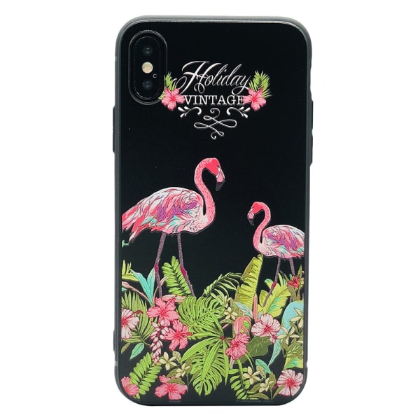 Skal i Retrodesign (Black Flamingo) till iPhone X/XS