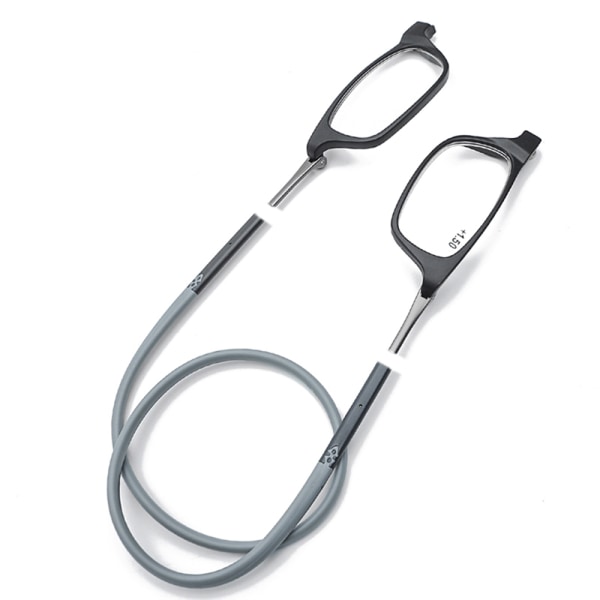 Magneettiset lukulasit joustavalla silmälasinarulla Grå / Röd +2